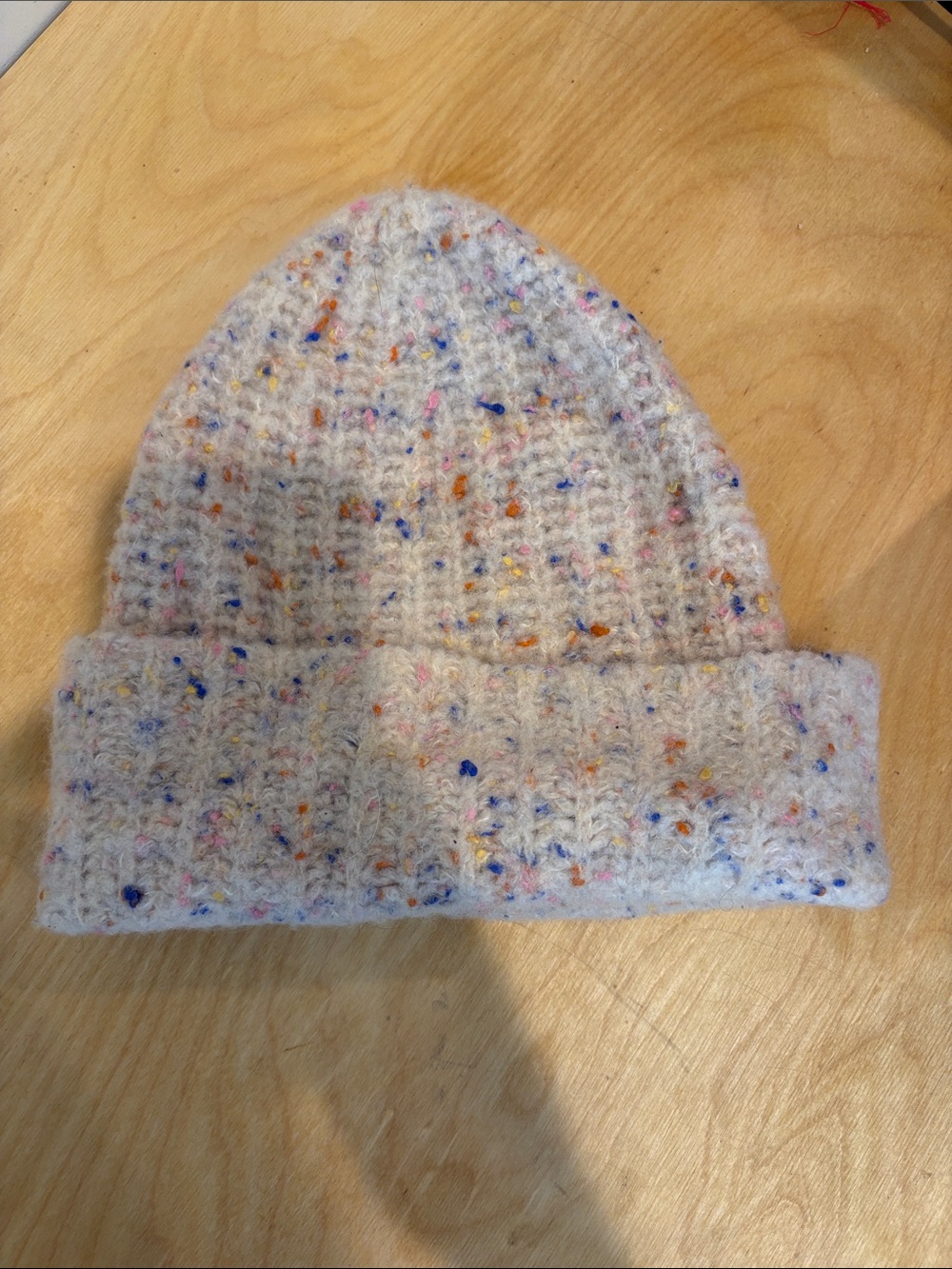 Madewell Cream Speckled Knit Cuffed Beanie